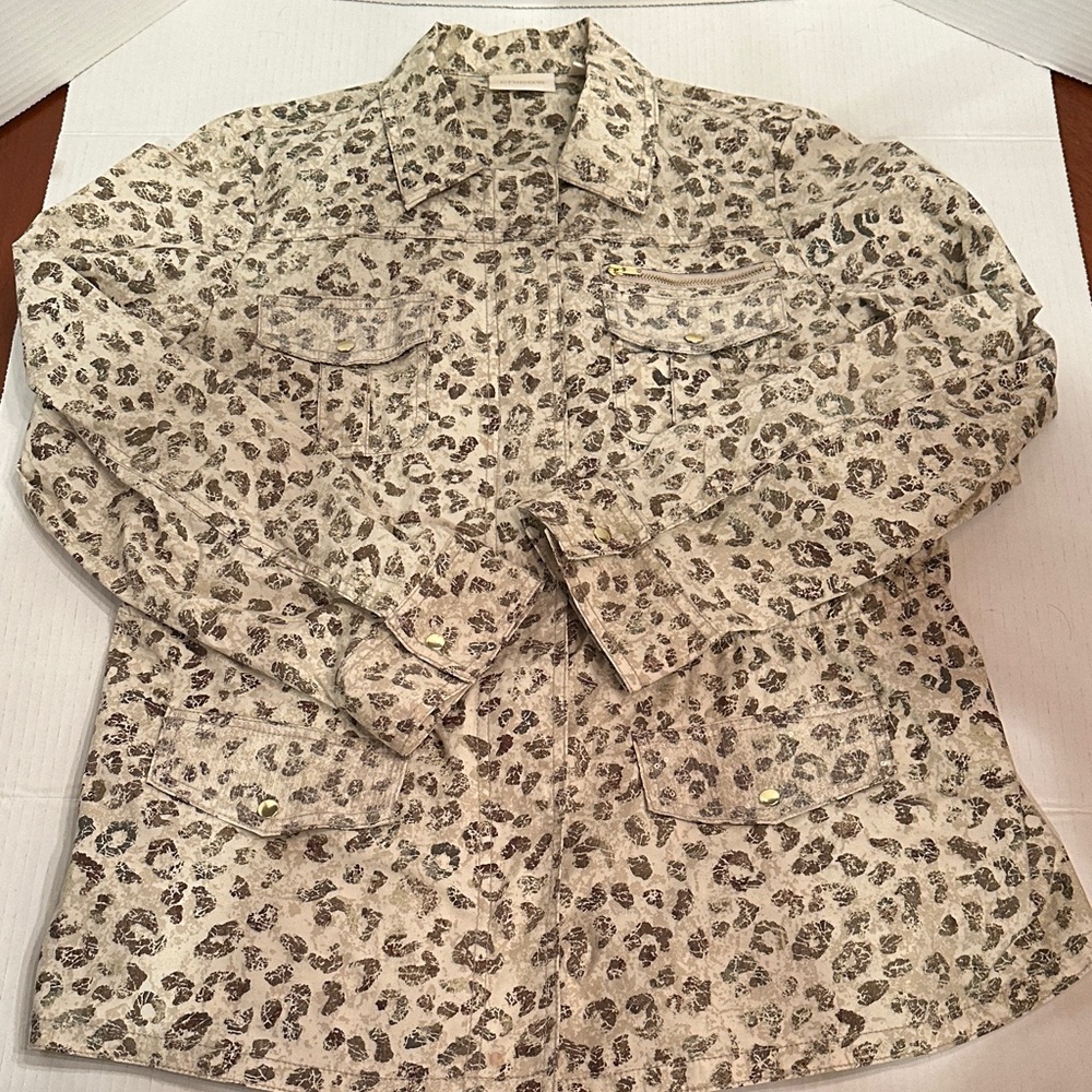 Chico’s Women’s Leopard Print Sequenced Jacket - Chico’s Size 1